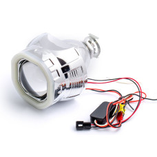 Биксеноновая линза Optima SQUARE COB 2.5 дюйма под лампу Н1 бленда квадратная-261S подсветка колец COB арт: LENS-2.5-261S-COB