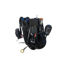 Проводка для Четырех фар мощностью до 120W, 12V, Врезная кнопка круглая с реле и предохранителем.
