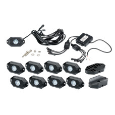 Подсветка автомобиля универсальная набор 8шт. RGB, Bluetooth, IP68, Optima Premium, 8*9W, с пультом арт: OP-MAR-U8-RGB