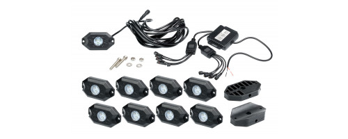 Подсветка автомобиля универсальная набор 8шт. RGB, Bluetooth, IP68, Optima Premium, 8*9W, с пультом арт: OP-MAR-U8-RGB
