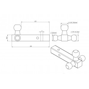 Насадка фаркопа с 3-мя ЧЕРНЫМИ шарами, 1-7/8", 2", 2-5/16", квадратный профиль