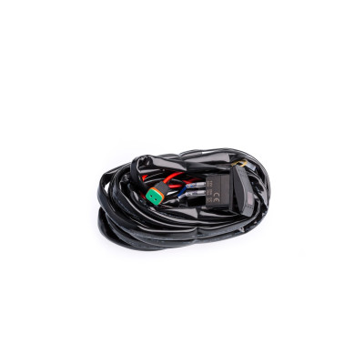 Проводка для Одной фары мощностью до 120W, 12V, Врезной выключатель прямоугольный, с реле и предохранителем.