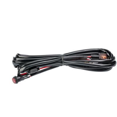 Проводка для Одной фары мощностью от 180W, 12V, Врезная кнопка круглая с реле и предохранителем.