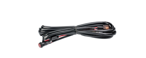 Проводка для Одной фары мощностью от 180W, 12V, Врезная кнопка круглая с реле и предохранителем.