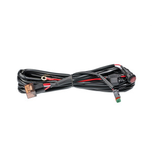 Проводка для Одной фары мощностью до 120W, 12V, Врезная кнопка круглая с реле и предохранителем.