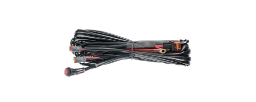 Проводка для Двух фар мощностью до 120W, 12V, Врезная кнопка круглая с реле и предохранителем.