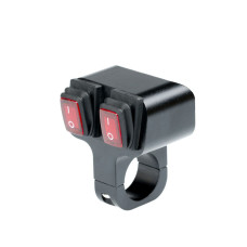 Выключатель влагозащищенный 2221, двухкнопочный, кр кноп, цвет корпуса черный, под трубу D22мм