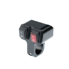 Выключатель влагозащищенный 2229, двухкнопочный, чер и кр кноп, цвет корпуса черный, под трубу D22мм