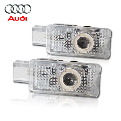Подсветка двери светодиодная с логотипом AUDI в штатное место Комплект 2 шт.